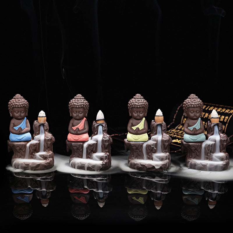 Small Monk / Buddha Ceramic Incense Burners & Incense Cones