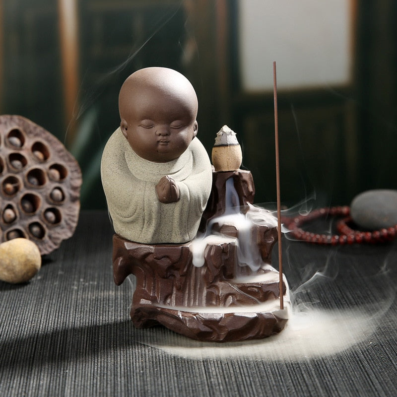 Small Monk / Buddha Ceramic Incense Burners & Incense Cones