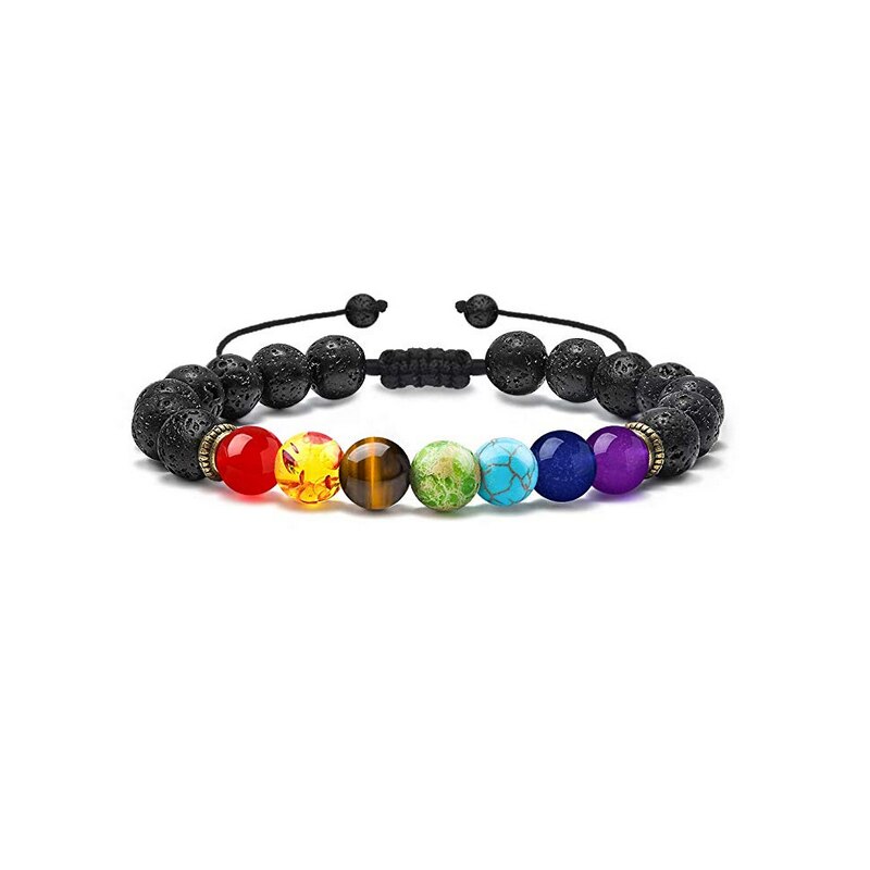 Lava Rock & 7 Chakra Natural Stones Bracelet