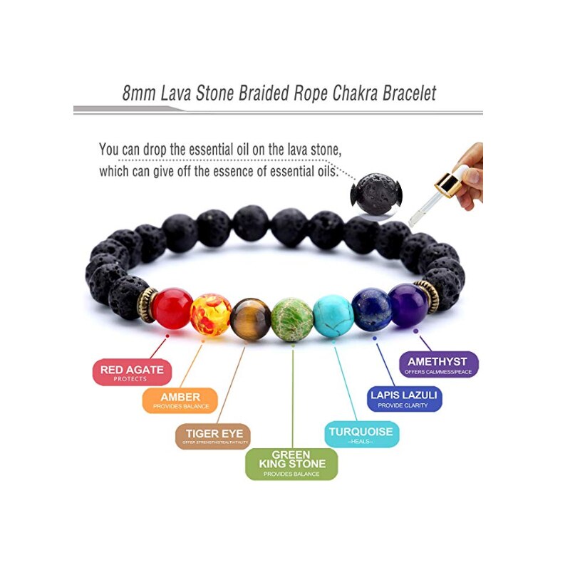 Lava Rock & 7 Chakra Natural Stones Bracelet