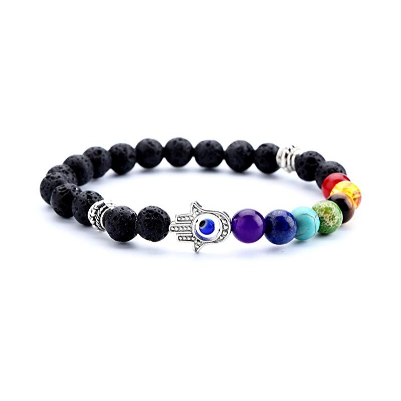 Lava Rock & 7 Chakra Natural Stones Bracelet