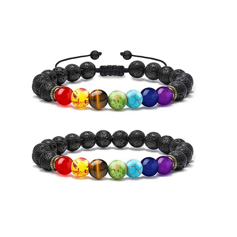 Lava Rock & 7 Chakra Natural Stones Bracelet