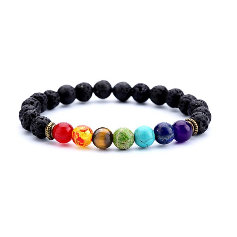 Lava Rock & 7 Chakra Natural Stones Bracelet