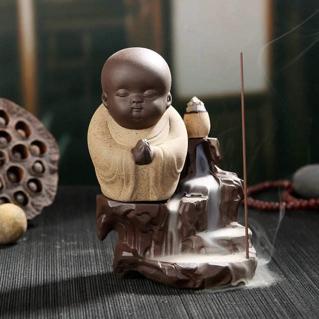 Small Monk / Buddha Ceramic Incense Burners & Incense Cones