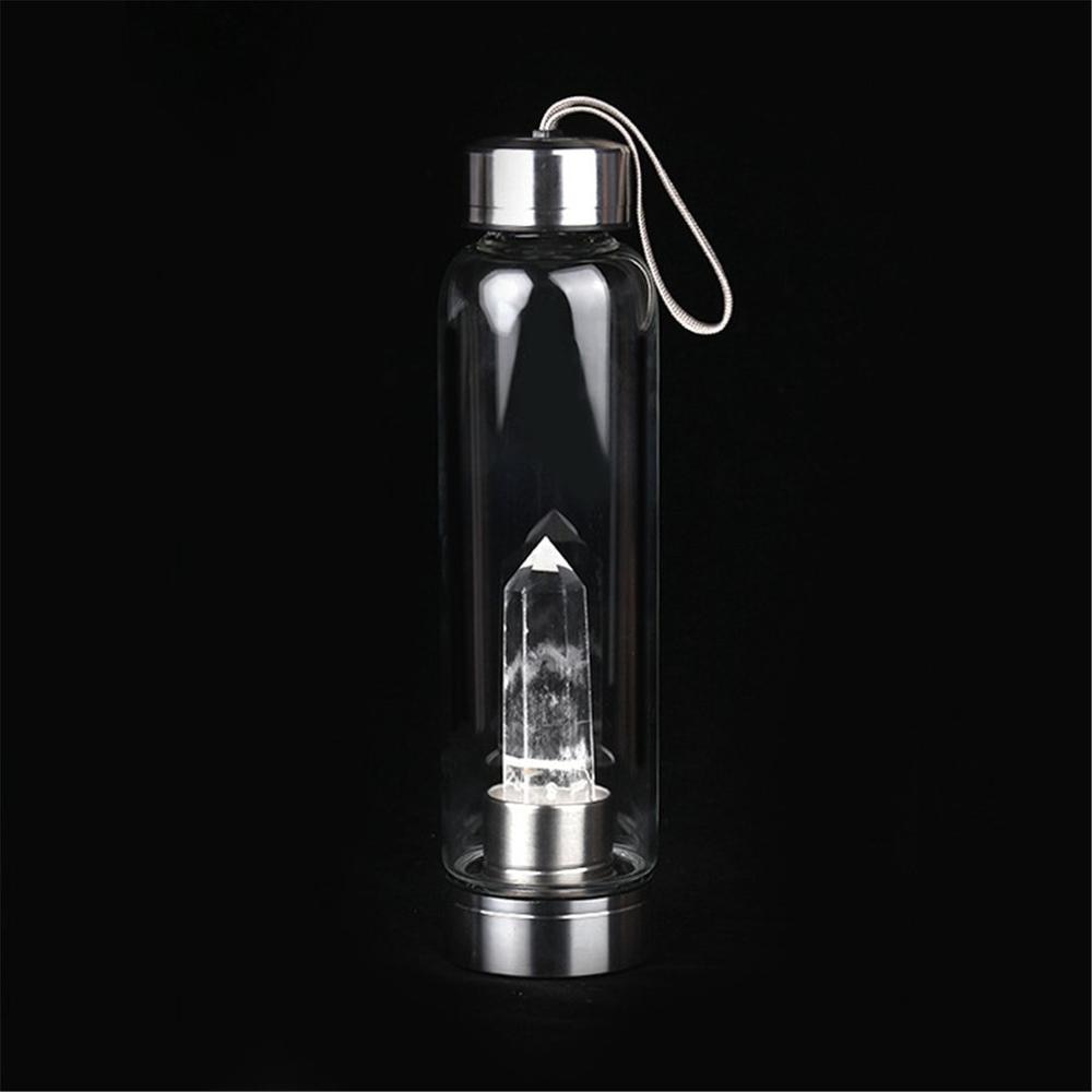 Natural Quartz Gemstone Glass Water Bottle