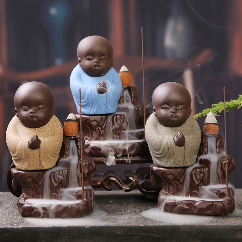 Small Monk / Buddha Ceramic Incense Burners & Incense Cones